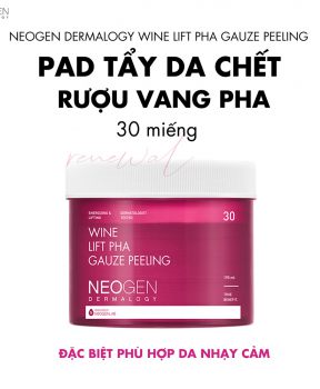 Pad Tẩy Da Chết Neogen Dermalogy Rượu Vang PHA 30 Miếng Wine Lift Pha Gauze Peeling 190ml (30 Pads)