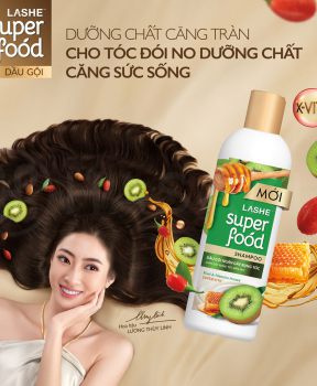 Dầu Gội Lashe Superfood Shampoo - Kiwi & Manuka Honey 640g