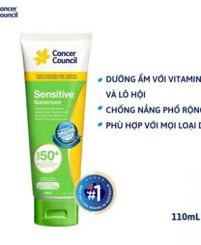 Kem Chống Nắng Cancer Council Dành Cho Da Nhạy Cảm 110ml Sensitive Sunscreen SPF 50+
