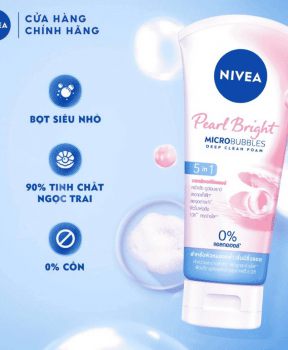 Sữa Rửa Mặt Nivea Tinh Chất Ngọc Trai Làm Sáng Da 100g - Pearl Bright Micro Bubbles Deep Clean Foam 5IN1