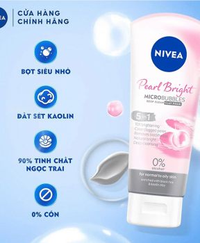 Sữa Rửa Mặt Đất Sét Ngọc Trai Làm Sáng Da Nivea Pearl Bright Micro Bubbles Deep Clean Clay Foam 5IN1 100g
