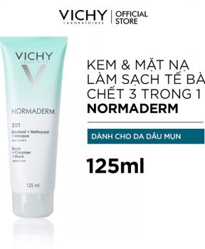 Kem Và Mặt Nạ Tẩy Tế Bào Chết Vichy 3 Trong 1 125ml Normaderm 3 in 1 Scrub + Cleanser + Mask