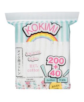 Bông Tẩy Trang Mihoo Kokimi Bông Vuông Túi 240 miếng Cotton Pads Jumpo Size 200+40