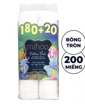 Bông Tẩy Trang Mihoo Bông Tròn Túi 200 Miếng Mermaid Cotton Pads