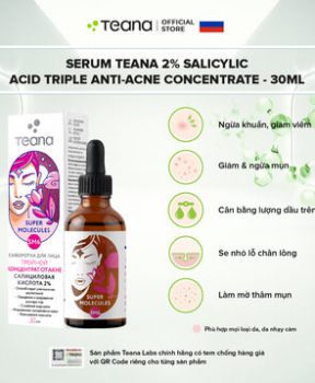Serum Teana Kiềm Dầu, Giảm Mụn, Mờ Thâm 30ml 2% Salicylic Acid SM6 Super Molecules Triple Anti-Acne Concentrate
