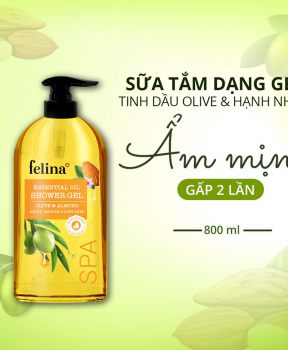 Gel tắm Felina Essential Oil Shower Gel Olive & Almond 800ml