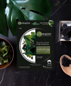 Garnier Mặt nạ giấy Black Serum Mask Pure Charcoal Black Algae & Hyaluron 28g