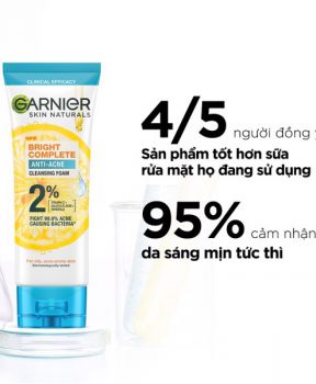 Garnier Sữa rửa mặt Skin naturals Bright complete Anti - Acne Cleansing