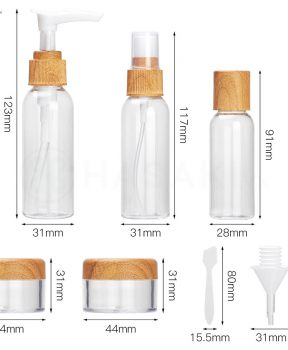 Bộ Chiết Mỹ Phẩm Hotosu Vân Gỗ (8 Món) Eco-Friendly Travel Bottle Sets