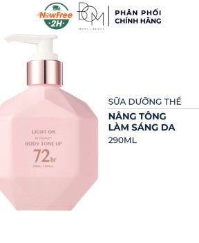 Sữa Dưỡng Thể B.O.M Nâng Tông, Làm Sáng Da 72h 290ml Light On In Shower Body Tone Up