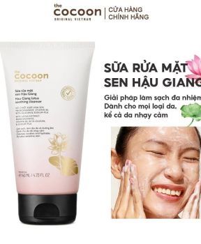 Sữa Rửa Mặt Cocoon Sen Hậu Giang Làm Dịu Da Nhạy Cảm 140ml Hau Giang Lotus Soothing Cleanser