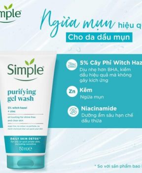 Gel Rửa Mặt Simple Thanh Khiết, Giảm Bóng Nhờn 150ml Purifying Gel Wash