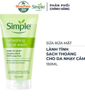 Sữa Rửa Mặt Simple Giúp Da Sạch Thoáng 150ml Kind To Skin Refreshing Facial Wash Gel