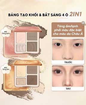 Bảng Highlight Và Tạo Khối Judydoll 4 Màu - 02 Tông Ấm Highlight & Contour Palette